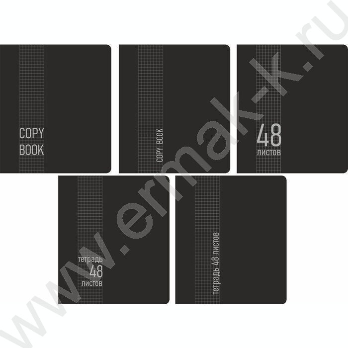 Тетрадь  48л клетка "Черная софттач" /мел.карт., лам. soft touch /ассорти NEW | Фото 1