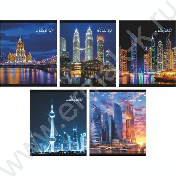 Тетрадь  48л клетка "Ночные огни" /мел.карт. /ассорти NEW | Фото 1