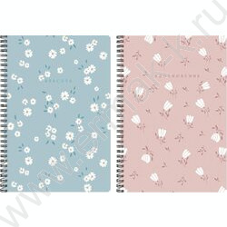Тетрадь  96л А4 клетка/спираль "Цветочные мотивы" /тиснение лён/ NEW | Фото 1