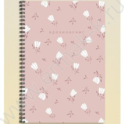 Тетрадь  96л А4 клетка/спираль "Цветочные мотивы" /тиснение лён/ NEW | Фото 2