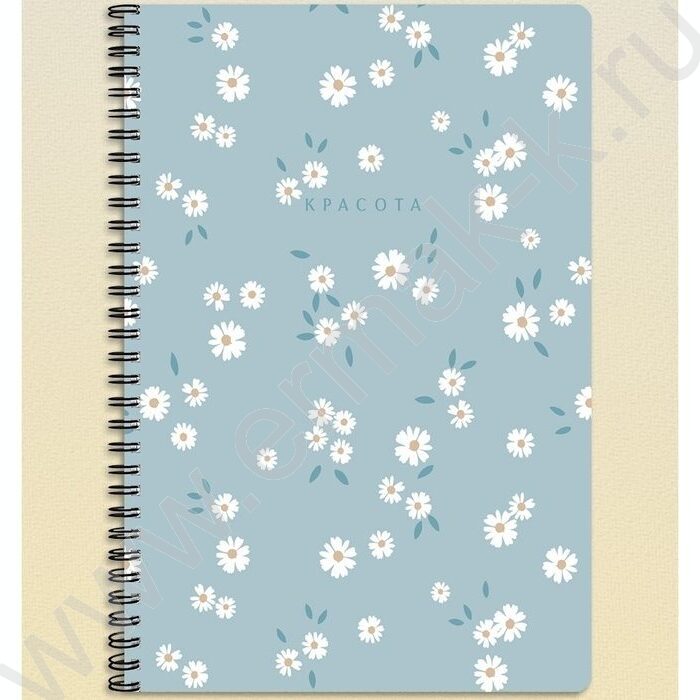 Тетрадь  96л А4 клетка/спираль "Цветочные мотивы" /тиснение лён/ NEW | Фото 3