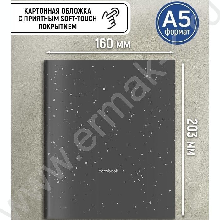 Тетрадь  48л клетка "Оттенки серого-3" /софт-тач/ ассорти NEW | Фото 8