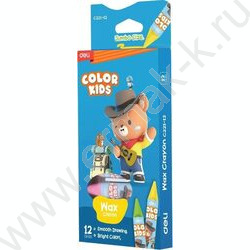 Мелки восковые 12цв "Color Kids", длина - 75мм, диаметр -11мм  /трехгранные /картон.кор. /европо NEW | Фото 1
