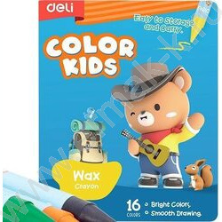 Мелки восковые 16цв "Color Kids", длина - 90мм, диаметр -8мм  /трехгранные /картон.кор. /европод NEW | Фото 1