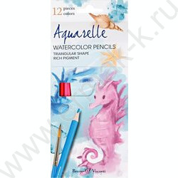 Карандаши акварельные 12цв DreamWorld + кисть европодвес NEW | Фото 1