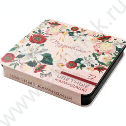 Карандаши пластиковые 72цв Flora.Пионы.Поздравляю /метал.коробка NEW | Фото 1