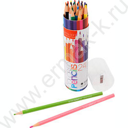 Карандаши пластиковые 24цв Bright colors /в тубусе с точилкой NEW | Фото 2