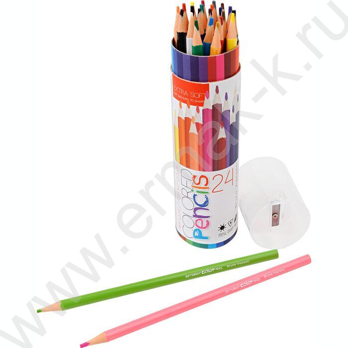 Карандаши пластиковые 24цв Bright colors /в тубусе с точилкой NEW | Фото 2