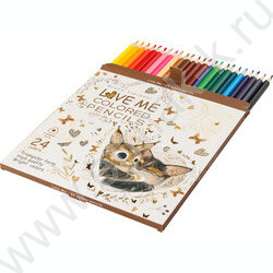 Карандаши  24цв Love me.Котики приносят счастье NEW | Фото 3