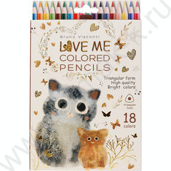 Карандаши  18цв Love me.Котики.Счастье NEW | Фото 1