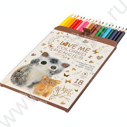 Карандаши  18цв Love me.Котики.Счастье NEW | Фото 3