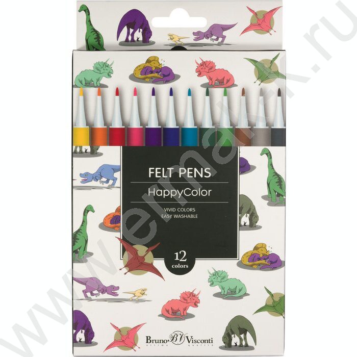 Фломастеры  12цв Happycolor.Динозавры NEW | Фото 1