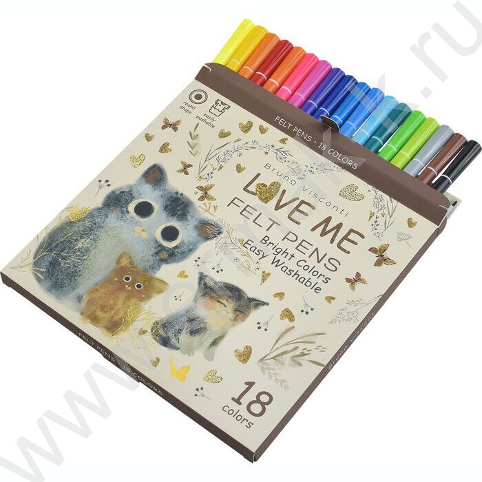 Фломастеры  18цв Love Me.Котики.Счастье NEW | Фото 3