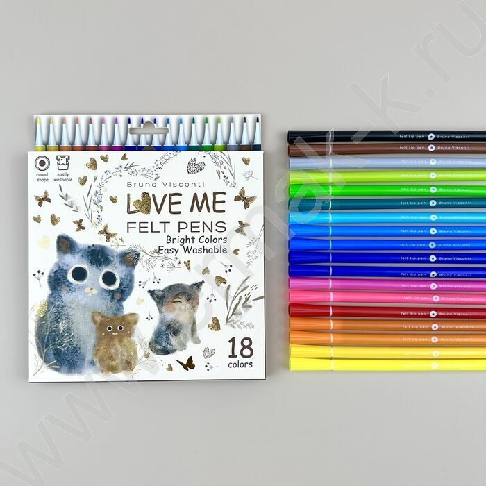 Фломастеры  18цв Love Me.Котики.Счастье NEW | Фото 7