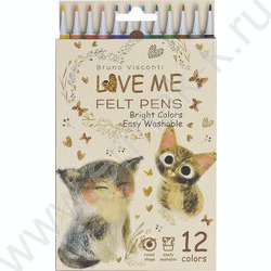 Фломастеры  12цв Love Me.Милый котик NEW | Фото 1