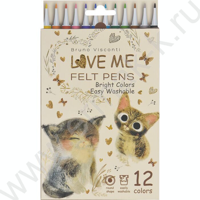 Фломастеры  12цв Love Me.Милый котик NEW | Фото 1