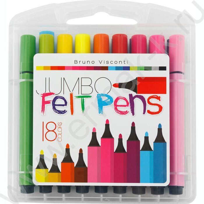 Фломастеры  18цв Bright colors.Jumbo /утолщенные,пл.пенал NEW | Фото 1