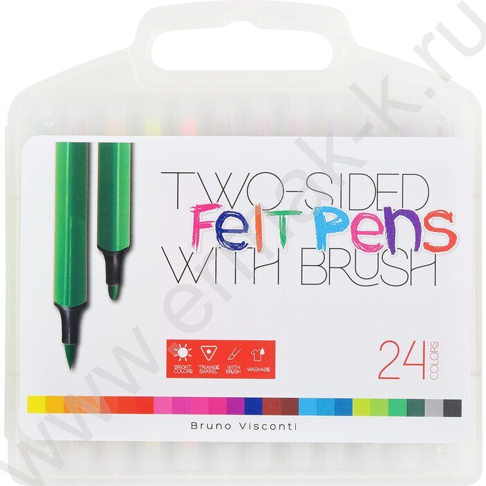 Фломастеры  24цв Bright colors /кисточки двусторонние в пл.пенале NEW | Фото 1