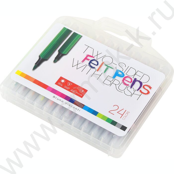 Фломастеры  24цв Bright colors /кисточки двусторонние в пл.пенале NEW | Фото 2
