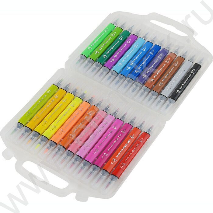 Фломастеры  24цв Bright colors /кисточки двусторонние в пл.пенале NEW | Фото 3