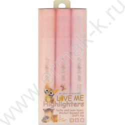 Текстовыделитель /набор  3цв/ 1-5мм косой LOVE ME /розовый, сиреневый,бежевый NEW | Фото 2