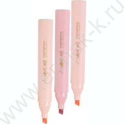 Текстовыделитель /набор  3цв/ 1-5мм косой LOVE ME /розовый, сиреневый,бежевый NEW | Фото 3