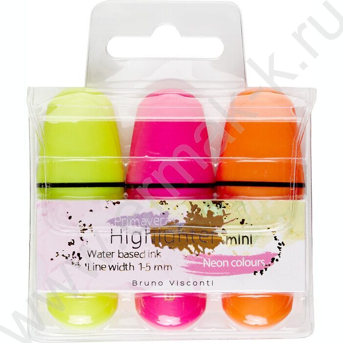 Текстовыделитель /набор  3цв/ 1-5мм косой Primavera Mini /желтый, розовый, оранжевый NEW | Фото 1