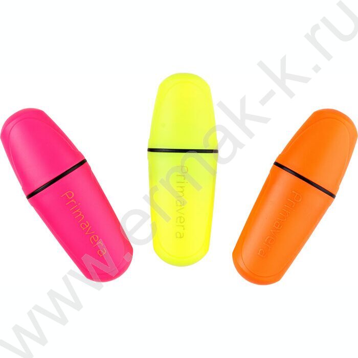 Текстовыделитель /набор  3цв/ 1-5мм косой Primavera Mini /желтый, розовый, оранжевый NEW | Фото 3