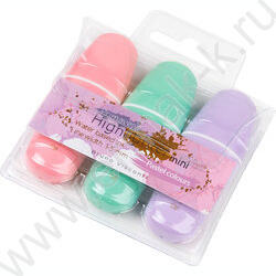 Текстовыделитель /набор  3цв/ 1-5мм косой Primavera Mini /мятный, розовый, сиреневый NEW | Фото 2