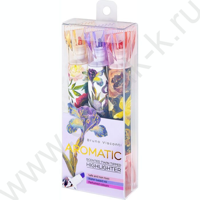 Текстовыделитель /набор  3цв/ 1-5мм косой/круг Flora с запахом NEW | Фото 1