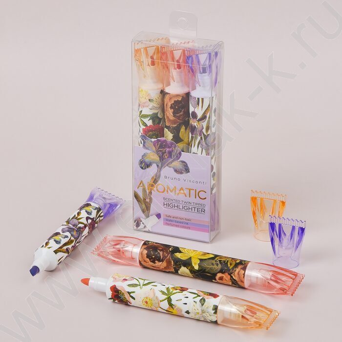 Текстовыделитель /набор  3цв/ 1-5мм косой/круг Flora с запахом NEW | Фото 9