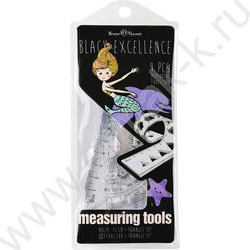 Геометрический набор 4предм BLACK EXCELLENCE.Русалка /транспортир,линейка,два треугольника NEW | Фото 1