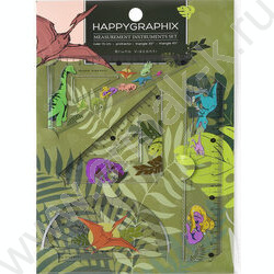 Геометрический набор 4предм HappyGraphix. Динозавры /транспортир,линейка,два треугольника NEW | Фото 1