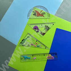 Геометрический набор 4предм HappyGraphix. Динозавры /транспортир,линейка,два треугольника NEW | Фото 4