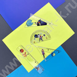 Геометрический набор 4предм HappyGraphix. Космос /транспортир,линейка,два треугольника NEW | Фото 3