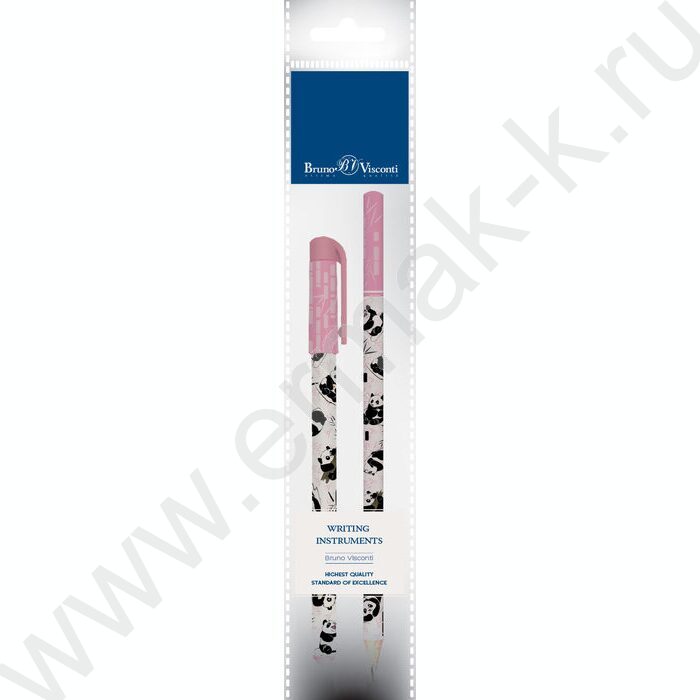 Набор Ручка шар HappyWrite 0,5мм+карандаш ч/гр НВ HappyGraphix Панды NEW | Фото 1