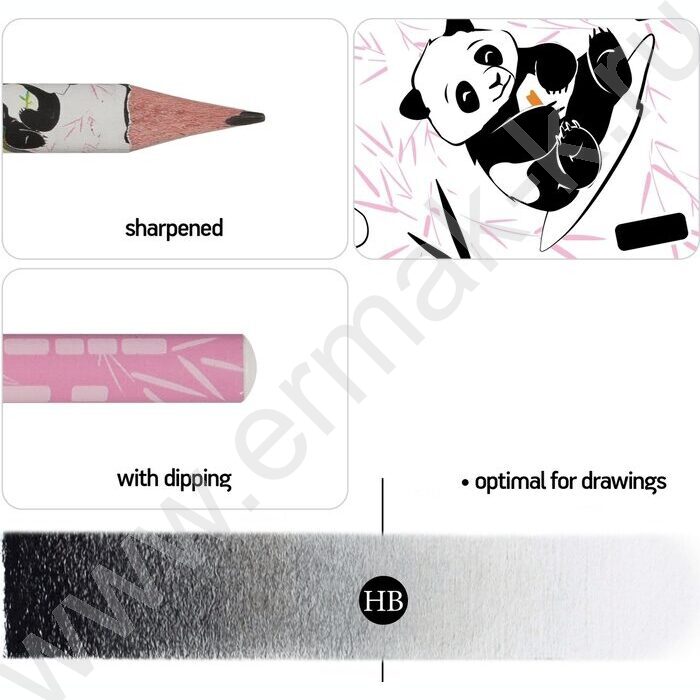 Набор Ручка шар HappyWrite 0,5мм+карандаш ч/гр НВ HappyGraphix Панды NEW | Фото 6