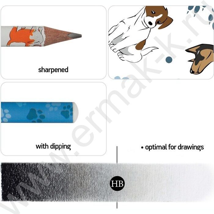 Набор Ручка шар HappyWrite 0,5мм+карандаш ч/гр НВ HappyGraphix Собаки NEW | Фото 4