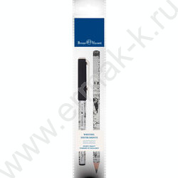 Набор Ручка шар PrimeWrite 0,7мм+карандаш ч/гр 4B HappyGraphix Jumbo Газета-4 NEW | Фото 1