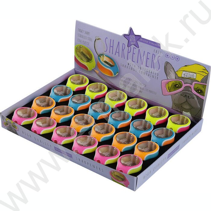 Точилка 1отв. пластик/с контейнером/ EASY.Бульдог ассорти NEW | Фото 5