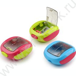 Точилка 1отв. пластик/с контейнером/ KIDS.Кошка с бантиком ассорти NEW | Фото 1