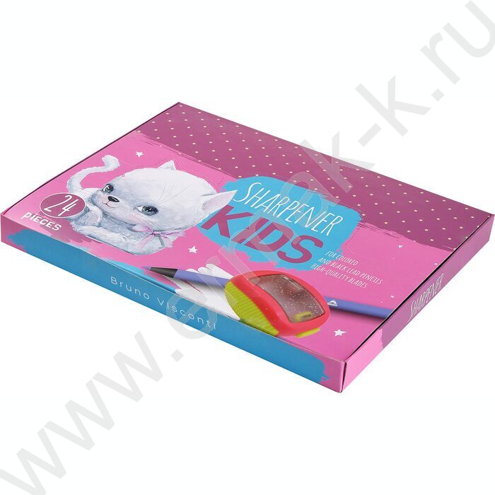 Точилка 1отв. пластик/с контейнером/ KIDS.Кошка с бантиком ассорти NEW | Фото 5