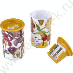 Точилка 2отв. пластик/с контейнером/ FLORA. BLOOM FLOWERS ассорти NEW | Фото 3