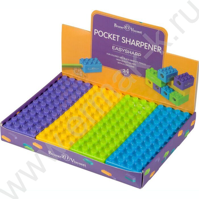 Точилка 1отв. пластик/с контейнером/ EASYSHARP.Лего ассорти NEW | Фото 7