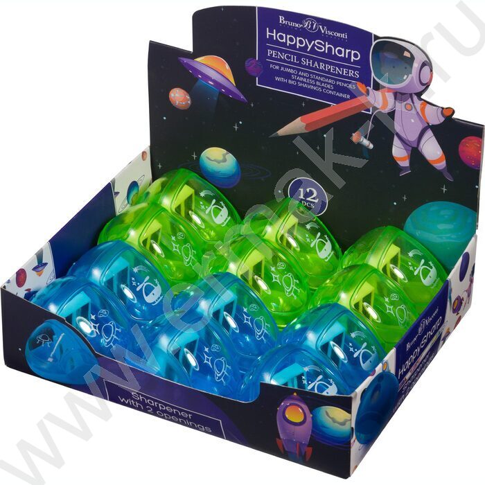 Точилка 1отв. пластик/с контейнером/ EASYSHARP.Космос ассорти NEW | Фото 6