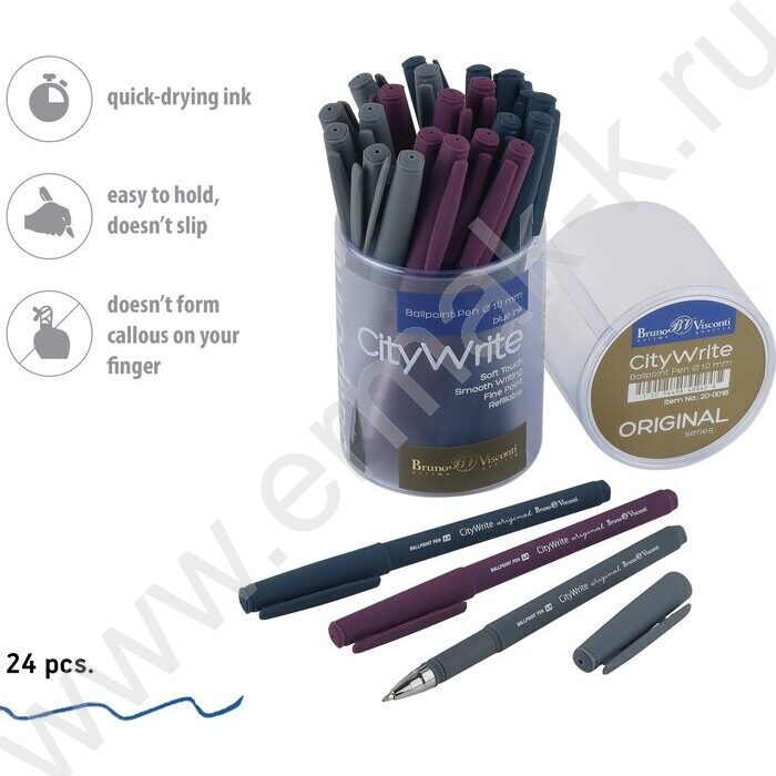 Ручка шар CityWrite.Original синяя 1мм /корпус SOFT TOUCH ассорти NEW | Фото 4