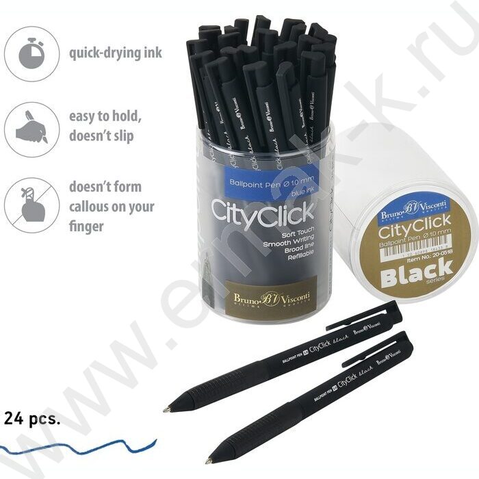 Ручка шар авт CityClick. Black синяя 1,0мм NEW | Фото 4