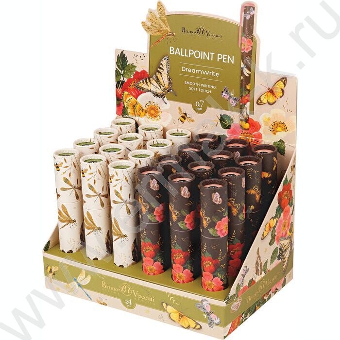 Ручка шар DreamWrite. Flora.Бабочки синяя 0,7мм /корпус SOFT TOUCH,туба NEW | Фото 8