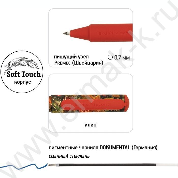 Ручка шар DreamWrite. Flora.Black night forest синяя 0,7мм /корпус SOFT TOUCH,туба NEW | Фото 6