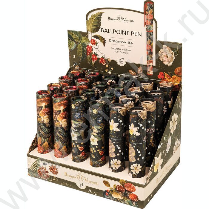 Ручка шар DreamWrite. Flora.Black night forest синяя 0,7мм /корпус SOFT TOUCH,туба NEW | Фото 8